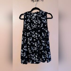 Black and White Floral LOFT Blouse